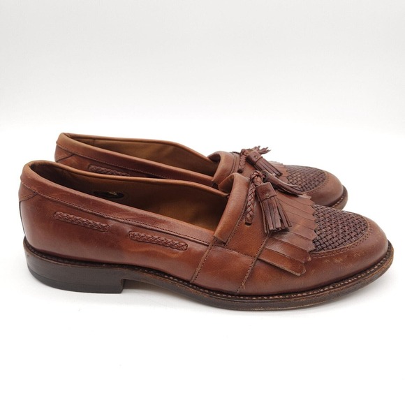 Allen Edmonds Mens 10 D Cody Brown Tassel Kiltie Weave Loafer Leather Dress Shoe - Picture 5 of 9